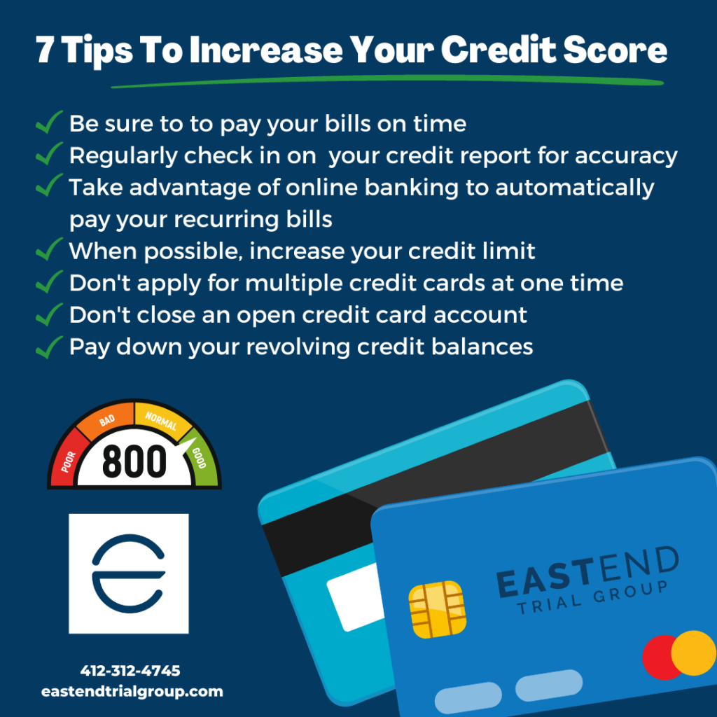 tips for increasing your credit score with image of credit cards and credit score gauge